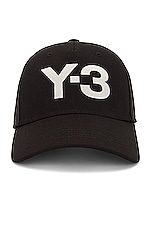 Y-3 Yohji Yamamoto Y-3 Logo Cap in Black, view 1, click to view large image.