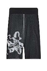 Y-3 Yohji Yamamoto Gfx Knit Shorts in Black & White, view 1, click to view large image.