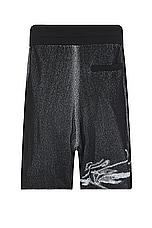 Y-3 Yohji Yamamoto Gfx Knit Shorts in Black & White, view 2, click to view large image.