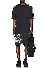 Y-3 Yohji Yamamoto Gfx Knit Shorts in Black & White, view 5, click to view large image.