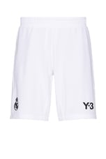 Y-3 Yohji Yamamoto x Real Madrid Pre Shorts in White, view 1, click to view large image.