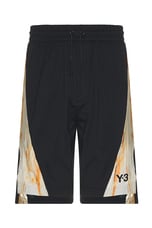 Y-3 Yohji Yamamoto Rust Dye Shorts in Black & Camo, view 1, click to view large image.