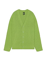 Y-3 Yohji Yamamoto Knit Cardigan in team rave green, view 1, click to view large image.