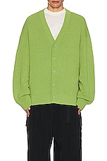 Y-3 Yohji Yamamoto Knit Cardigan in team rave green, view 3, click to view large image.