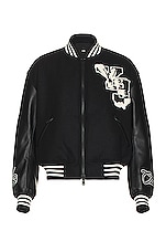 Y-3 Yohji Yamamoto Letterman Jacket in black/black, view 1, click to view large image.