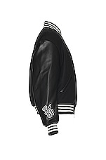 Y-3 Yohji Yamamoto Letterman Jacket in black/black, view 3, click to view large image.
