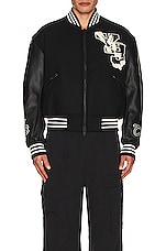 Y-3 Yohji Yamamoto Letterman Jacket in black/black, view 5, click to view large image.