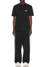 Y-3 Yohji Yamamoto 3s Straight Track Pant in Black & Off White, view 7, click to view large image.