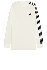 Y-3 Yohji Yamamoto 3s Long Sleeve Tee in off white/black, view 1, click to view large image.