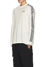 Y-3 Yohji Yamamoto 3s Long Sleeve Tee in off white/black, view 3, click to view large image.