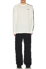 Y-3 Yohji Yamamoto 3s Long Sleeve Tee in off white/black, view 4, click to view large image.