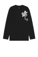 Y-3 Yohji Yamamoto Gfx Long Sleeve Tee in Black, view 1, click to view large image.