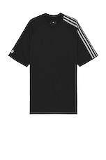 Y-3 Yohji Yamamoto 3s Short Sleeve Tee in Black & Off White, view 1, click to view large image.