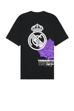 Y-3 Yohji Yamamoto x Real Madrid Merch Tee in Black, view 1, click to view large image.