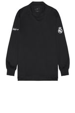 Y-3 Yohji Yamamoto X Real Madrid Long Sleeve Polo in Black, view 1, click to view large image.