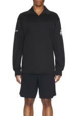 Y-3 Yohji Yamamoto X Real Madrid Long Sleeve Polo in Black, view 4, click to view large image.