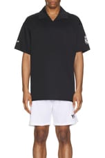 Y-3 Yohji Yamamoto X Real Madrid Short Sleeve Polo in Black, view 4, click to view large image.