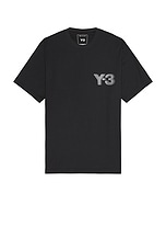 Y-3 Yohji Yamamoto Logo Tee in Black, view 1, click to view large image.