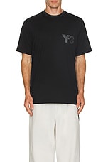 Y-3 Yohji Yamamoto Logo Tee in Black, view 3, click to view large image.