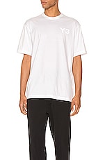 Y-3 Yohji Yamamoto Chest Logo Tee in Core White, view 4, click to view large image.