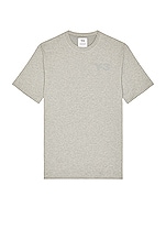 Y-3 Yohji Yamamoto Chest Logo Short Sleeve Tee in Medium Grey Heather, view 1, click to view large image.