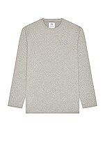 Y-3 Chest Logo Long Sleeve Tee in Medium Grey Heather | FWRD