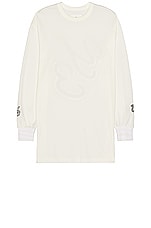 Y-3 Yohji Yamamoto Gfx Long Sleeve Tee in off white, view 2, click to view large image.