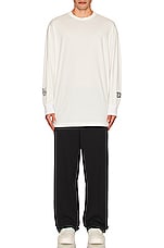 Y-3 Yohji Yamamoto Gfx Long Sleeve Tee in off white, view 5, click to view large image.