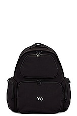 Y-3 Yohji Yamamoto Backpack in Black, view 1, click to view large image.