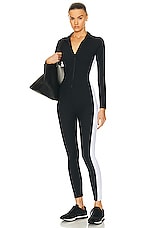YEAR OF OURS Thermal Ski Onesie Jumpsuit in Black & White, view 1, click to view large image.