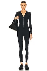 YEAR OF OURS Thermal Ski Onesie Jumpsuit in Black & White, view 2, click to view large image.