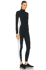 YEAR OF OURS Thermal Ski Onesie Jumpsuit in Black & White, view 3, click to view large image.