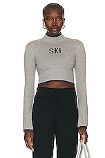 YEAR OF OURS Ski Bell Sleeve Crop Sweater in Heather Gray & Dark Gray, view 1, click to view large image.