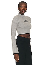 YEAR OF OURS Ski Bell Sleeve Crop Sweater in Heather Gray & Dark Gray, view 2, click to view large image.