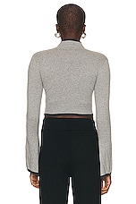 YEAR OF OURS Ski Bell Sleeve Crop Sweater in Heather Gray & Dark Gray, view 3, click to view large image.