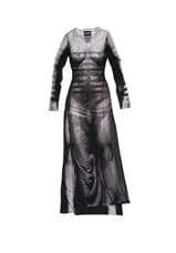 Y/Project x Jean-Paul Gaultier Body Morph Mesh Cover Dress in Black & White, view 1, click to view large image.