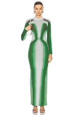 Y/Project Gradient Knit Long Sleeve Dress in Green, view 1, click to view large image.