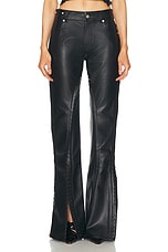 Y/Project Hook And Eye Slim Leather Pant in Black, view 1, click to view large image.
