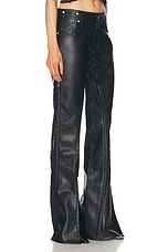 Y/Project Hook And Eye Slim Leather Pant in Black, view 2, click to view large image.