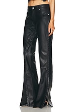 Y/Project Hook And Eye Slim Leather Pant in Black, view 3, click to view large image.