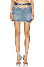 Y/Project Y Belt Arc Denim Mini Skirt in Faded Blue, view 1, click to view large image.