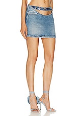 Y/Project Y Belt Arc Denim Mini Skirt in Faded Blue, view 2, click to view large image.