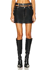 Y/Project Belt Leather Mini Skirt in Black, view 1, click to view large image.