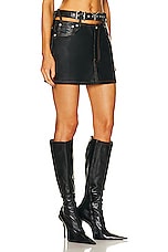 Y/Project Belt Leather Mini Skirt in Black, view 2, click to view large image.
