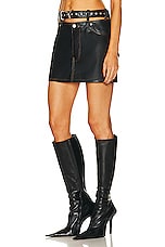 Y/Project Belt Leather Mini Skirt in Black, view 3, click to view large image.
