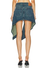 Y/Project Evergreen Cut Out Denim Mini Skirt in Evergreen Vintage Blue, view 4, click to view large image.