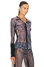 Y/Project x Jean-Paul Gaultier Trompe L'oeil Denim Hook And Eye Top in Black & White, view 2, click to view large image.