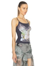 Y/Project Lace Print Tank Top in Black, view 2, click to view large image.