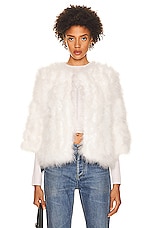 Yves Salomon Feather Cropped Jacket in Meringue, view 1, click to view large image.