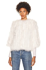 Yves Salomon Feather Cropped Jacket in Meringue, view 2, click to view large image.